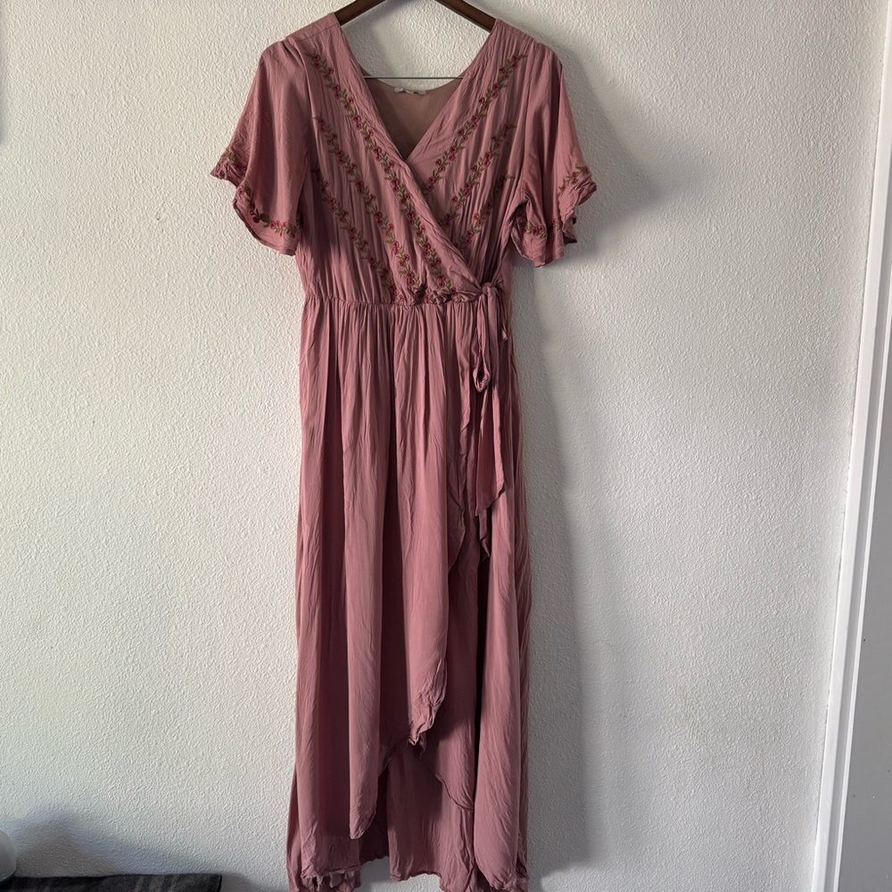 Jodifl Parklan Floral Embroidered Wrap Tie Dress Boho Chic Medium Stunning - Picture 15 of 16